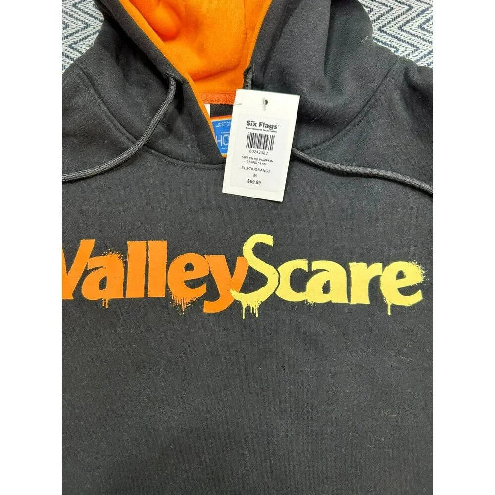 Six Flags ValleyScare Halloween Black & Orange Hoodie With Pumpkin Graphics - Picture 3 of 5